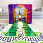 magnetic tiles with train on track of train toppers