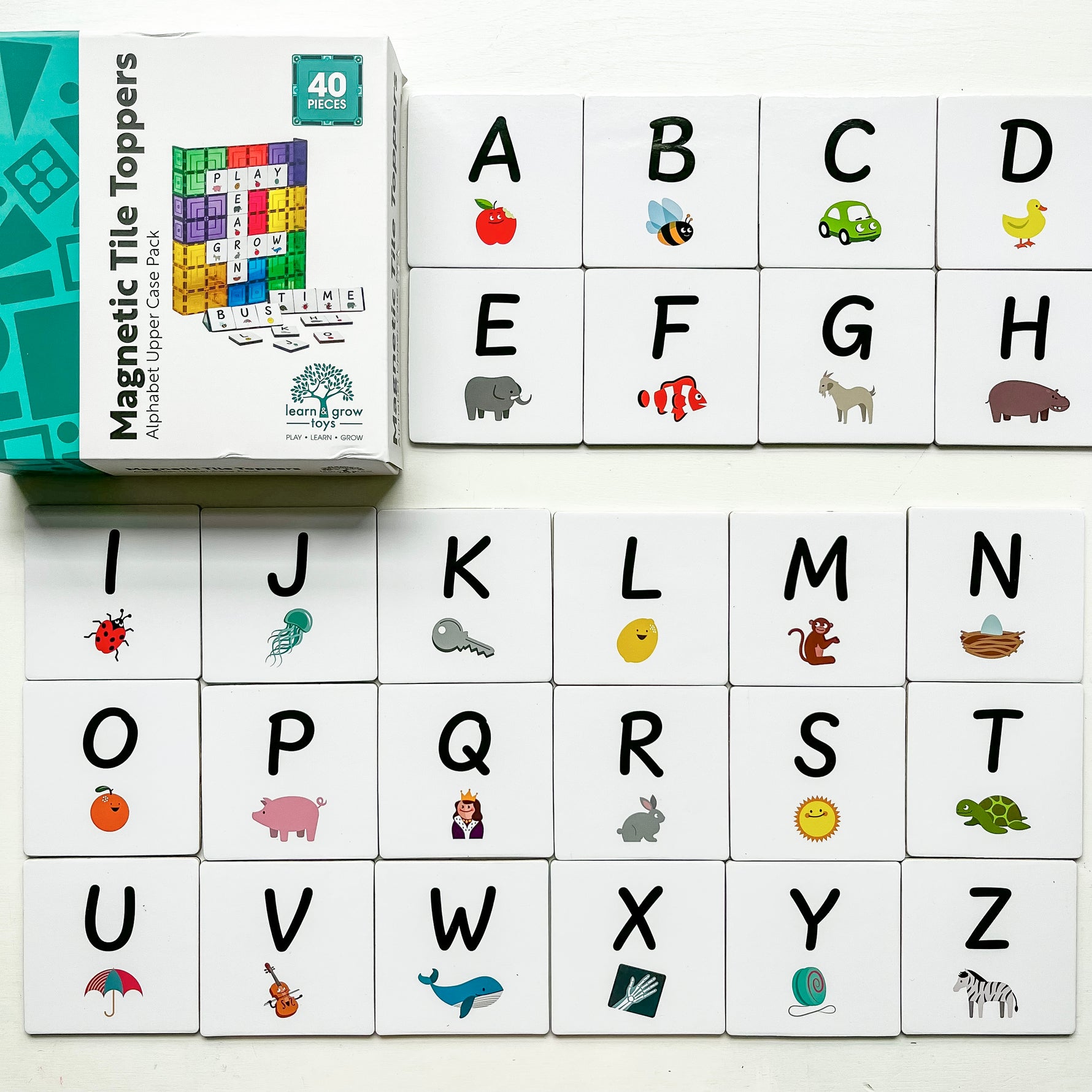 Alphabet Uppercase tile topper pack displayed